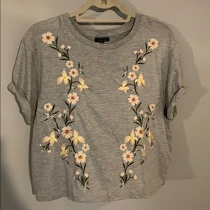 Gray floral tshirt